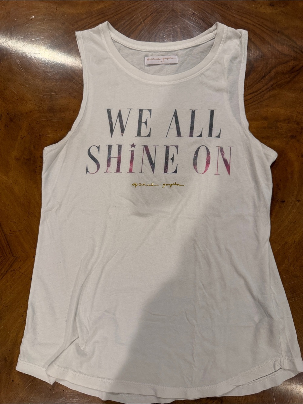 Spiritual Gangster White Tank with Metallic Pink Script